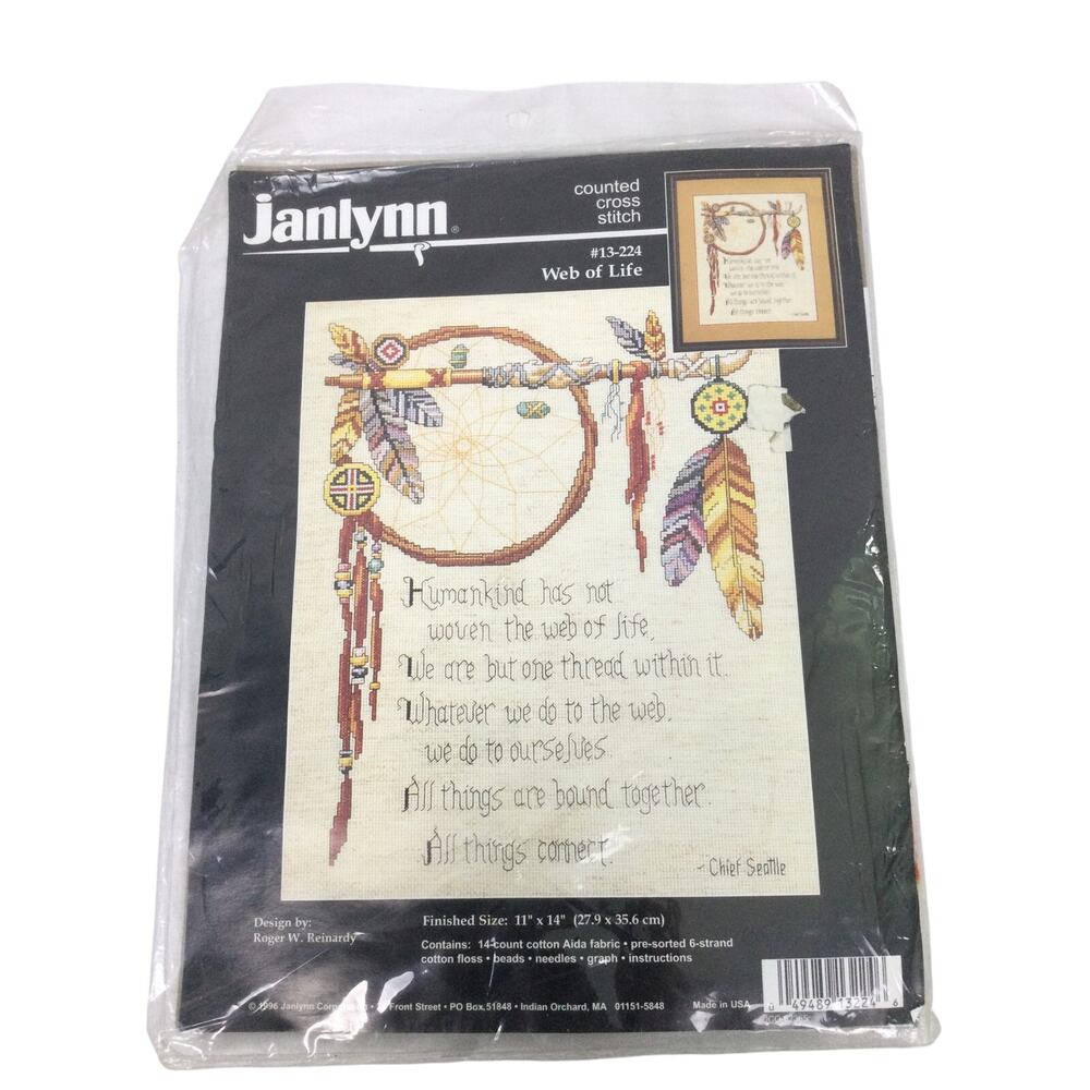 Janlynn Vintage Native Southwestern Counted Cross Stitch Web of Life 11" X 14"